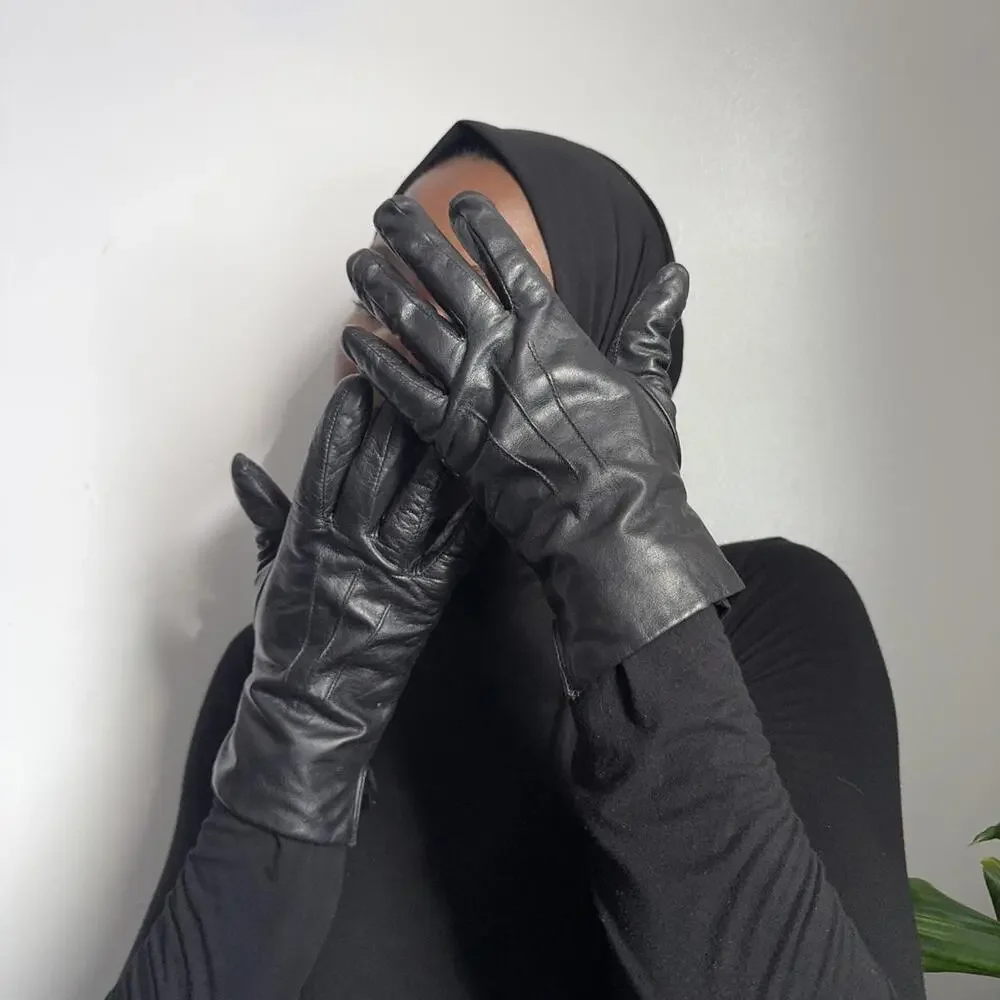 Vintage LANDS’ END black Genuine Leather Gloves‎ - Insulated size 7.5